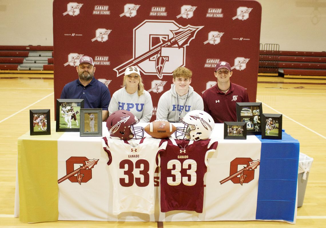 Ganado senior Dylan Holt signs a letter of intent to play football at Howard Payne University.